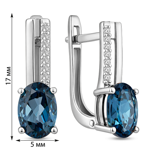 Сережки золоті з топазом і фіанітами (арт. 111135Пбл) – зображення 3