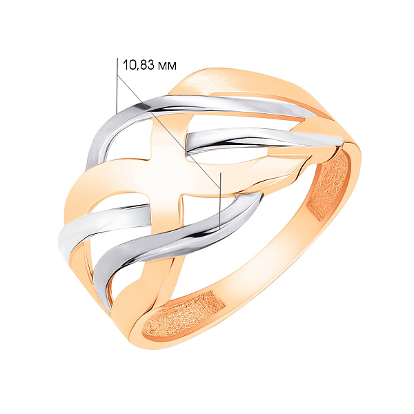 Кольцо без камней из красного и белого золота (арт. 154400кб) – изображение 2