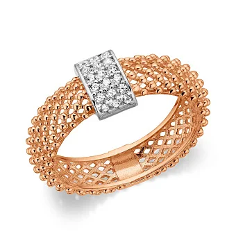 Каблучка з червоного золота з фіанітами (арт. 156724р)