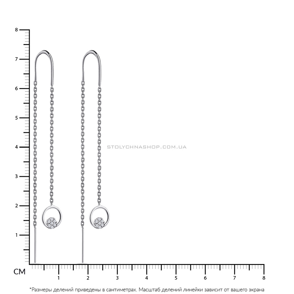 Довгі сережки-протяжки зі срібла з фіанітами  (арт. 7502/4808)