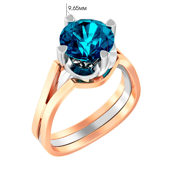 Золота каблучка з топазом Blue Ocean (арт. 140750Пл) – зображення 3