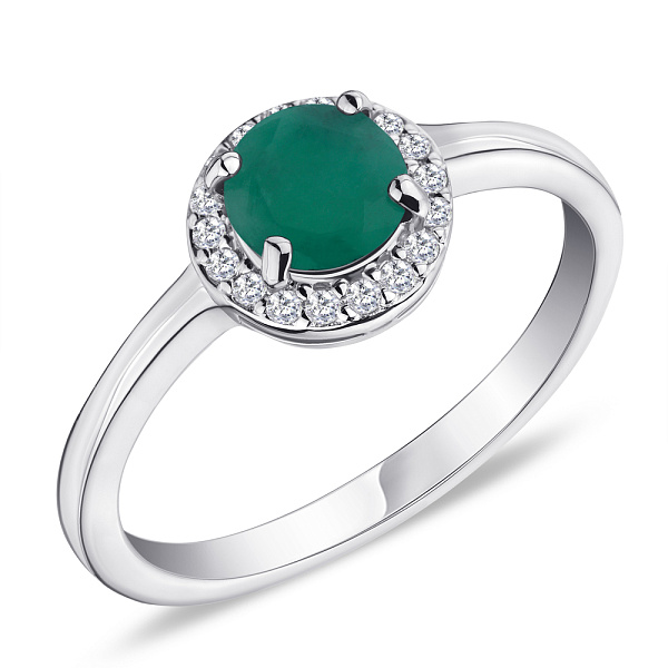 Серебряное кольцо с изумрудом и фианитами (арт. 7001/1221Изм) – изображение 1