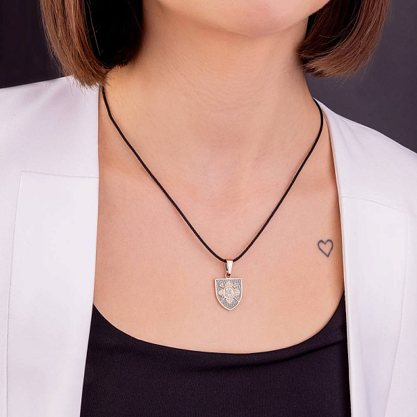 Золотой кулон-оберег Трезубец-Герб Украины для ВСУ (арт. 440909ч) – изображение 3