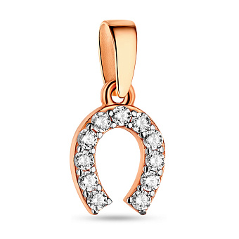 Золотая подвеска «Подкова» с фианитами (арт. 440264)
