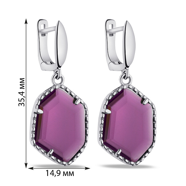 Серебряные серьги-подвески с кварцем (арт. 7502/2640Пкф) – изображение 2
