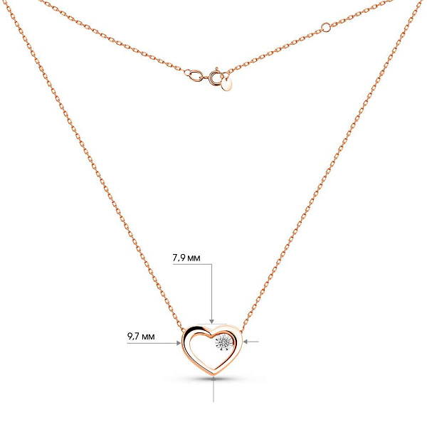 Кольє Серце з золота з діамантом (арт. Ц011293) – зображення 2