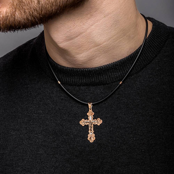 Золотой крестик с распятием и родированием (арт. 525501р) – изображение 2