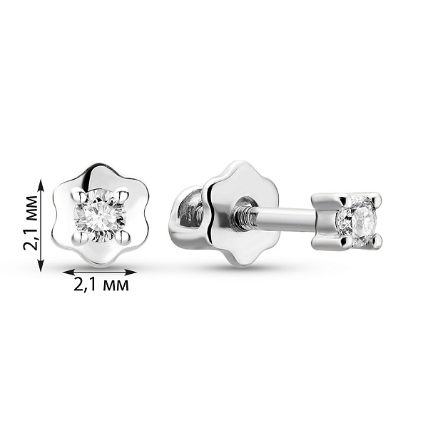 Сережки-пусети з білого золота з діамантами (арт. Т011172005б) – зображення 2