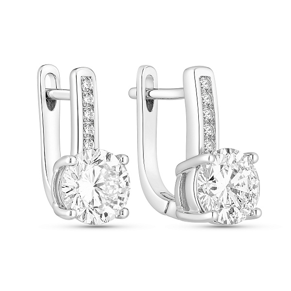 Серебряные серьги с крупным фианитом (арт. 7502/10561) – изображение 1