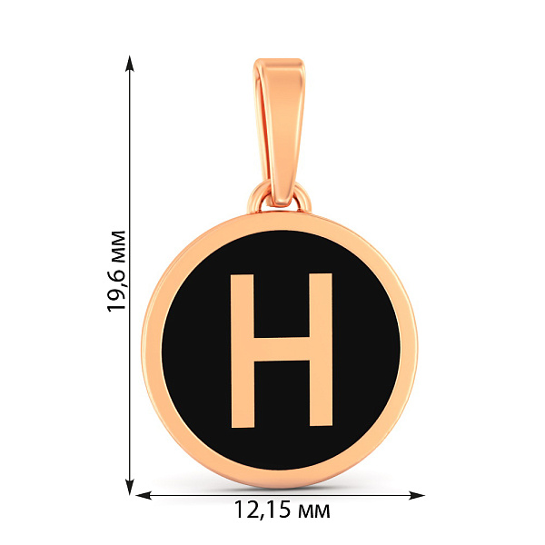 Золотой кулон Буква Н с эмалью (арт. 440965еч) – изображение 3