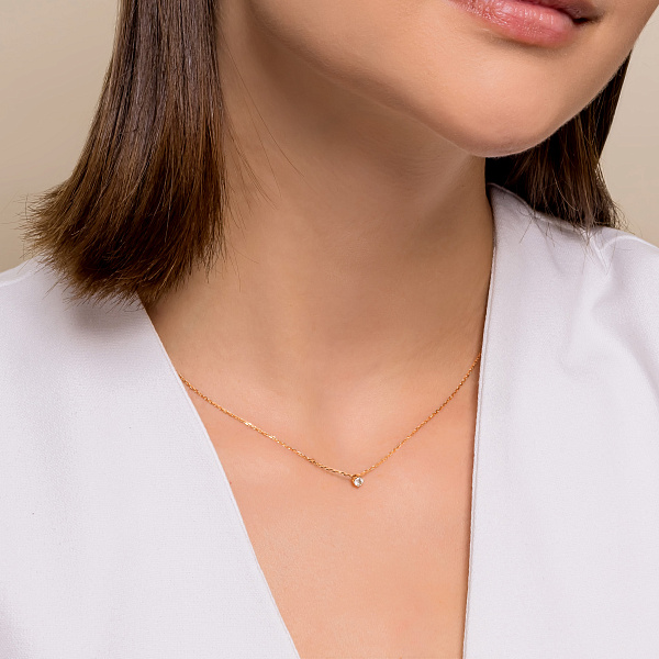 Колье из красного золота с бриллиантом (арт. 7108049201) – изображение 4