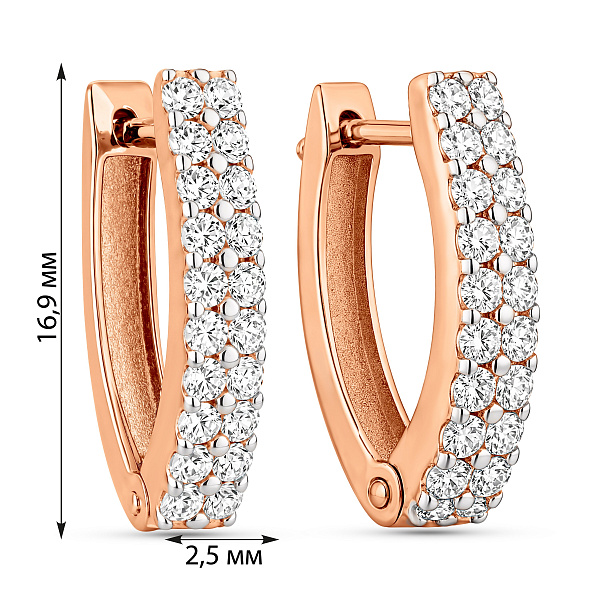 Серьги из красного золота с дорожкой из фианитов (арт. 110195) – изображение 4