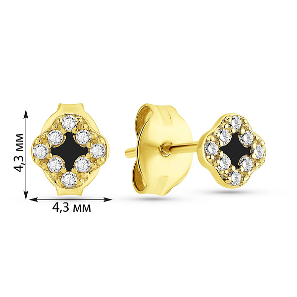 Серебряные серьги с фианитами и эмалью (арт. 7518/6955/4жечм) – изображение 2