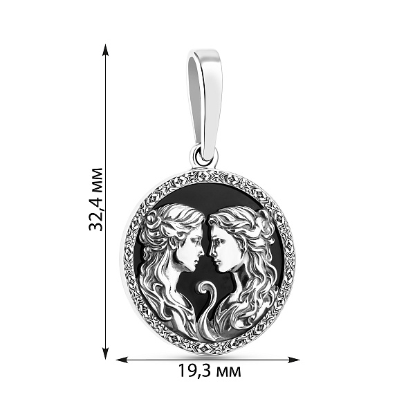 Срібний кулон Близнюки з оніксом (арт. 7903/2490обл) – зображення 2