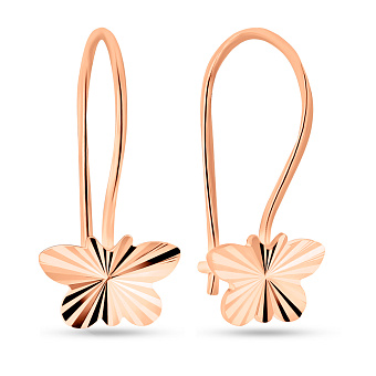 Фото Детские серьги Бабочки из красного золота (арт. 109781)
