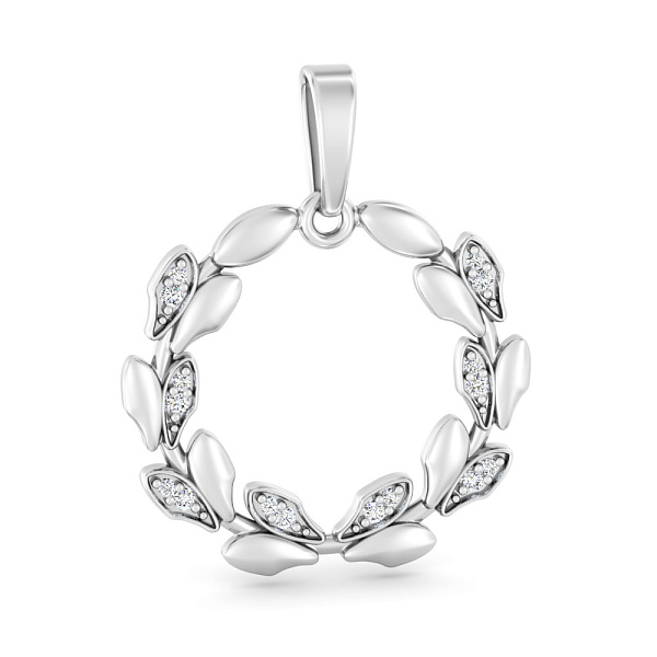 Кулон из белого золота с фианитами (арт. 441283б) – изображение 1