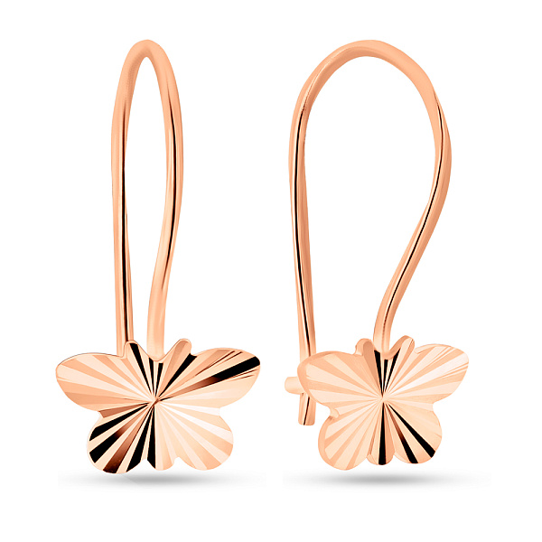 Детские серьги Бабочки из красного золота (арт. 109781) – изображение 1