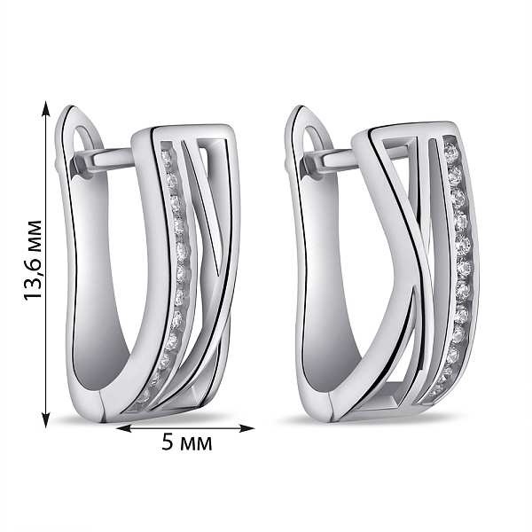 Серебряные серьги с дорожкой из фианитов (арт. 7502/9838) – изображение 2