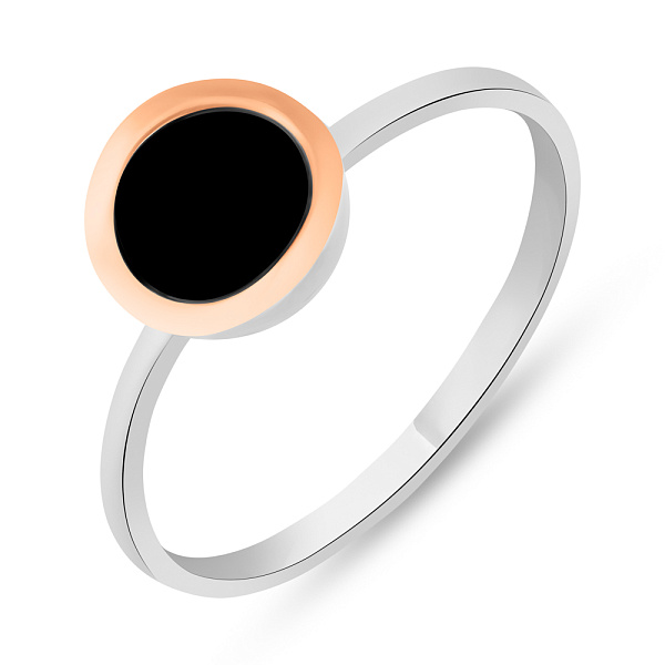 Кольцо из серебра с ониксом и золотой накладкой (арт. 7201/637окп) – изображение 1