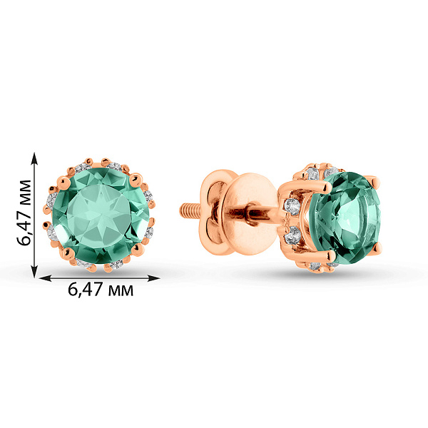 Золотые серьги-пусеты с кварцем и фианитами (арт. 110637Псз) – изображение 6