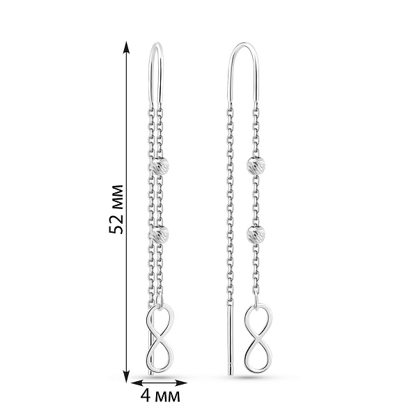Золотые серьги-протяжки Бесконечность (арт. 1091200/2б) – изображение 2