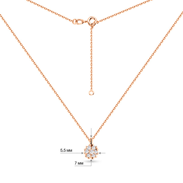 Колье из красного золота "Цветок" с бриллиантами (арт. Ц011290010) – изображение 2