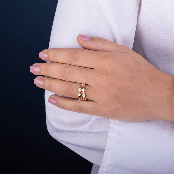 Кольцо из красного золота с фианитами (арт. 156081) – изображение 3