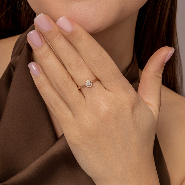 Кольцо из красного золота с россыпью бриллиантов (арт. К011233010) – изображение 3