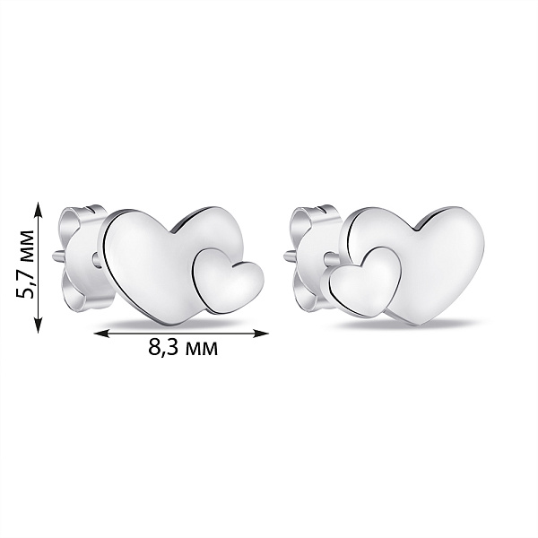 Серьги Сердечки из серебра без камней (арт. 7518/6628) – изображение 2
