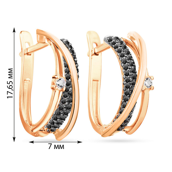 Сережки Синергия из красного золота с фианитами (арт. 110178ч) – изображение 2