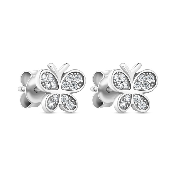 Серьги-пусеты из серебра Бабочки (арт. 7518/6893) – изображение 1