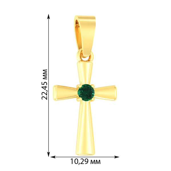 Крестик из желтого золота с изумрудом (арт. П011025жи) – изображение 2