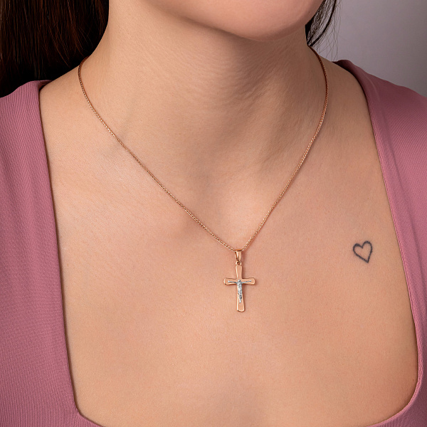 Золотий натільний хрестик з розп'яттям (арт. 501656) – зображення 2