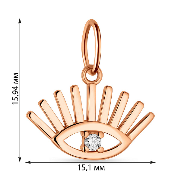 Подвес из красного золота "Глаз" с одним фианитом (арт. 424546) – изображение 2