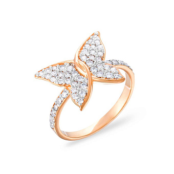 Фото Золота каблучка «Метелик» з фіанітами (арт. 140303)