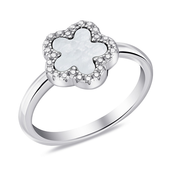 Кольцо из серебра с перламутром и фианитами (арт. 7501/6895/10п) – изображение 1