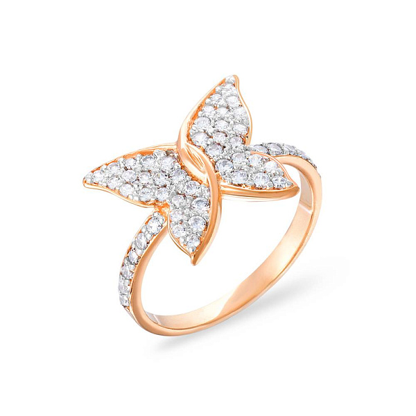 Золотое кольцо «Бабочка» с фианитами (арт. 140303) – изображение 1