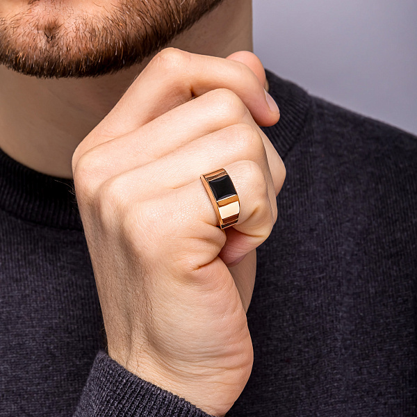 Печатка з червоного золота з оніксом (арт. 180566о) – зображення 2