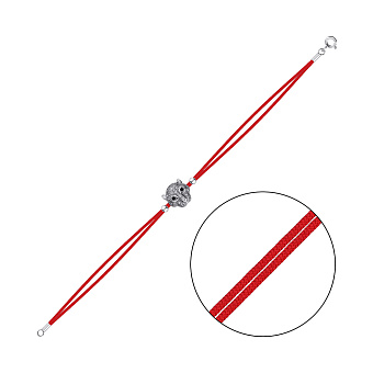 Браслет из шелковой нити и серебра с фианитами (арт. 7309/4645кч)