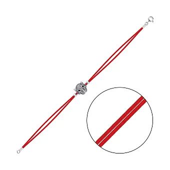 Браслет з шовкової нитки і срібла з фіанітами (арт. 7309/4645кч)