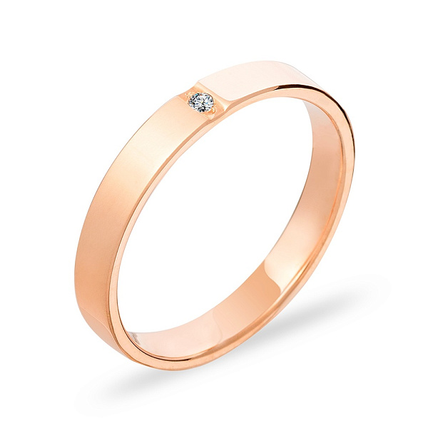 Золота обручка класична Комфорт з діамантом (арт. К239182) – зображення 1