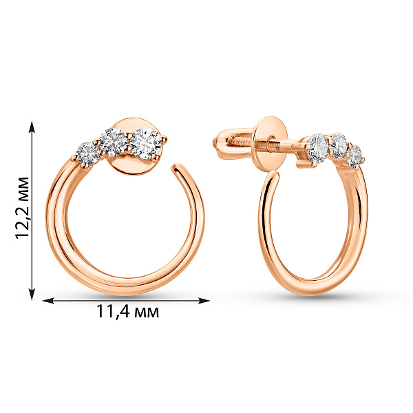 Серьги из красного золота с бриллиантами (арт. Т011389015) – изображение 3