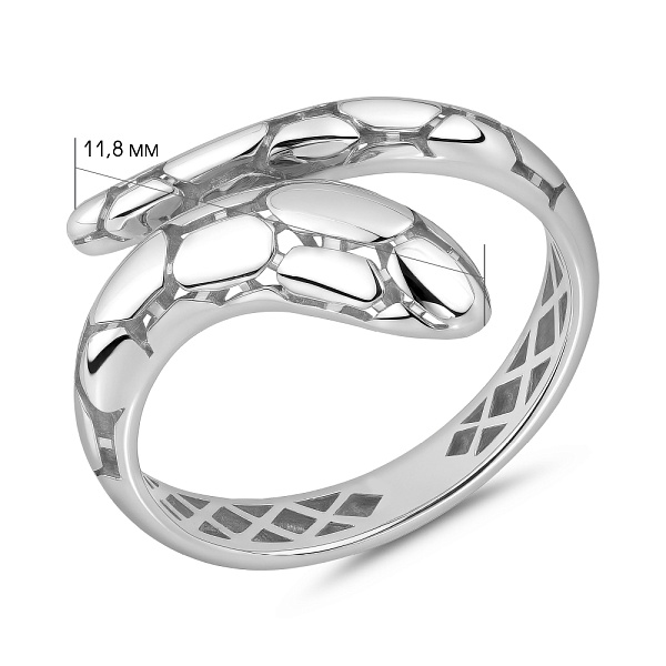 Кольцо из белого золота Змея без камней (арт. 1401002б) – изображение 4