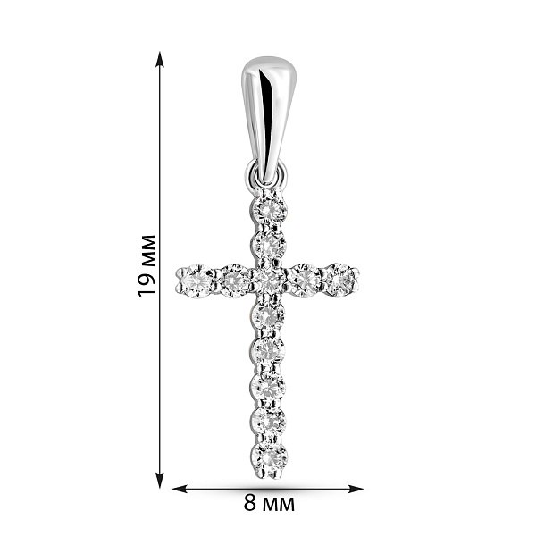 Крестик из белого золота с бриллиантами (арт. П011273015б) – изображение 2