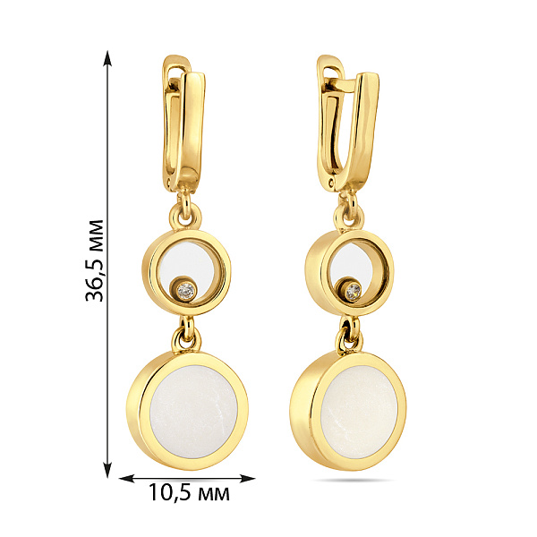 Серьги из желтого золота с эмалью и фианитами (арт. 106341жеч) – изображение 2