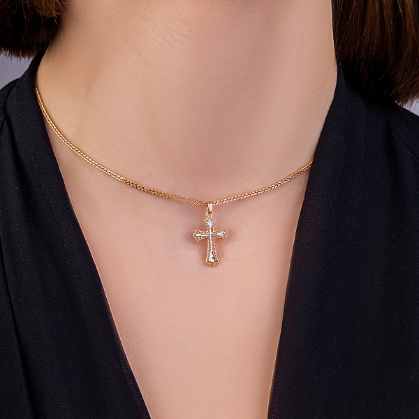 Хрестик з червоного і білого золота (арт. 440781/20кб) – зображення 2