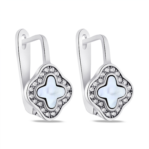Серебряные серьги с перламутром и фианитами (арт. 7502/СК2ПФ/255) – изображение 1