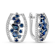 Серьги из белого золота с сапфиром и бриллиантами (арт. 2191377202с)