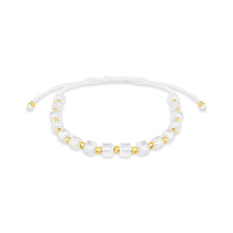 Браслет на нитці з вставками зі срібла та фіанітами (арт. 7309/2408бж)