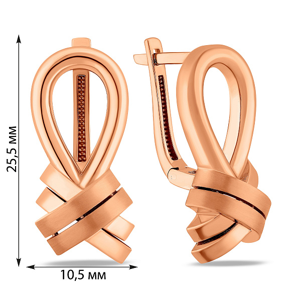 Сережки з червоного золота без каміння (арт. 1092084м) – зображення 2